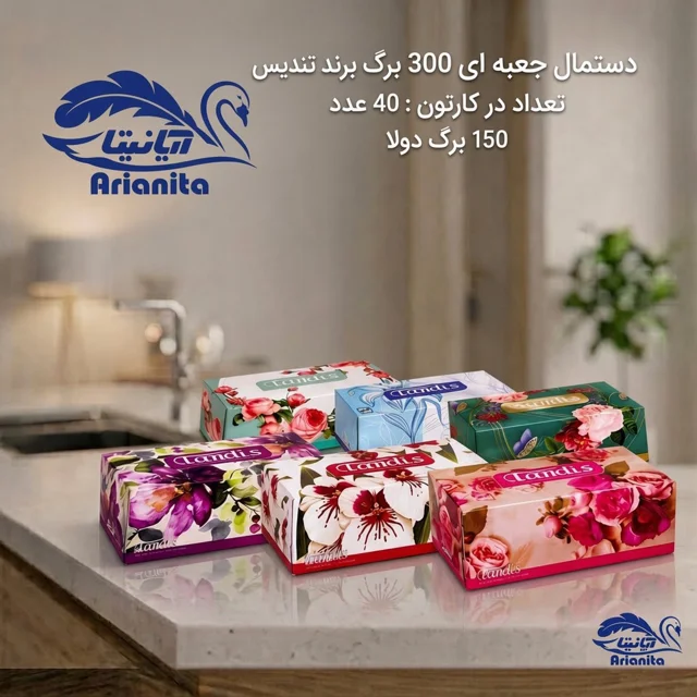 دستمال جعبه ای 300 برگ برند تندیس